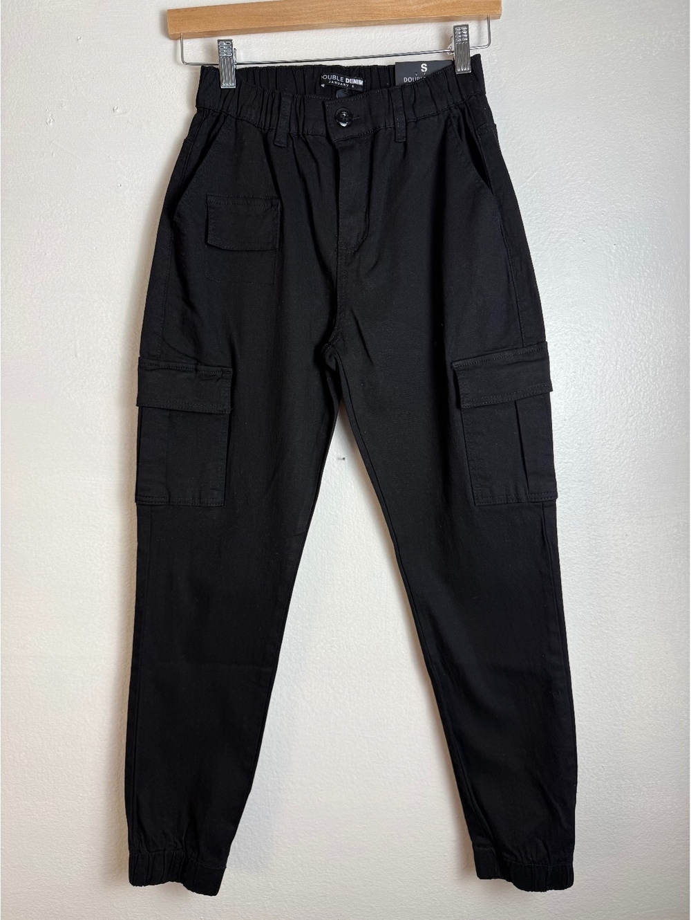 Double Denim January 5 Black Cargo Jogger Pants S NWT